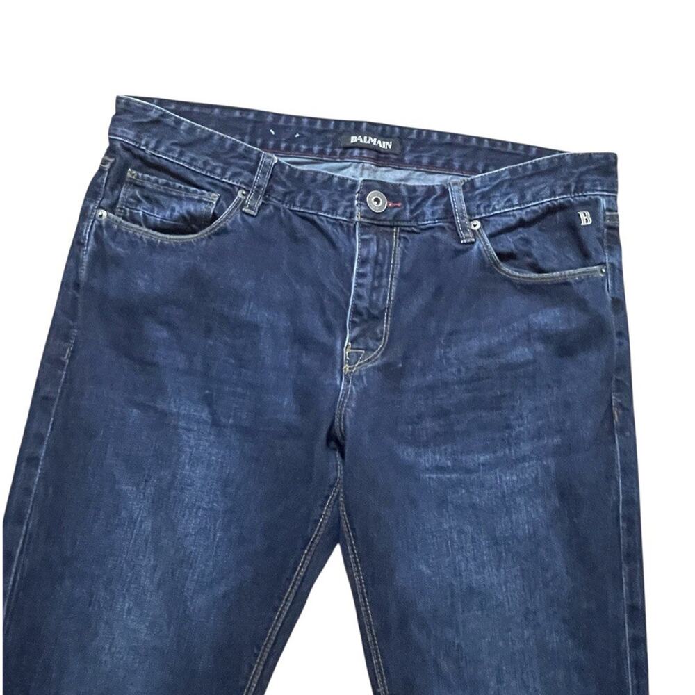Balmain Paris Jeans Mens 34x31 Blue Selvedge Mid Wash Denim Modern France